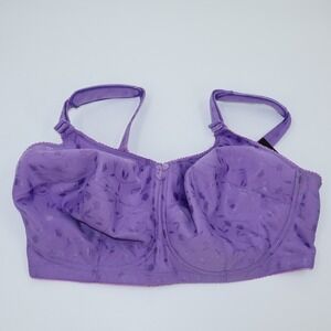 Elila 1305 Lilac Purple Floral Jacquard Wireless Softcup Bra 42H NEW